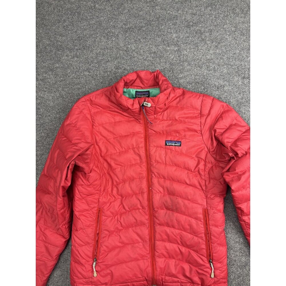 Patagonia‎ Down Puffer Jacket Womens XS Red Full Zip Down Insulated Packable